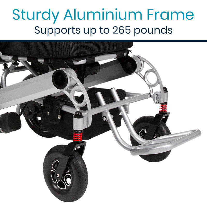 Vive Health Folding Power Wheelchair - Aluminum Frame, Joystick, 260lbs Capacity