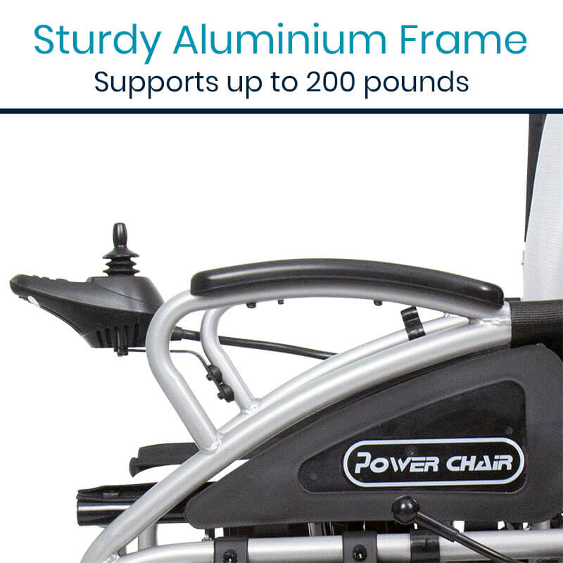 Vive Health Compact Folding Power Wheelchair - Aluminum Frame, Joystick, 220 LBS Capacity
