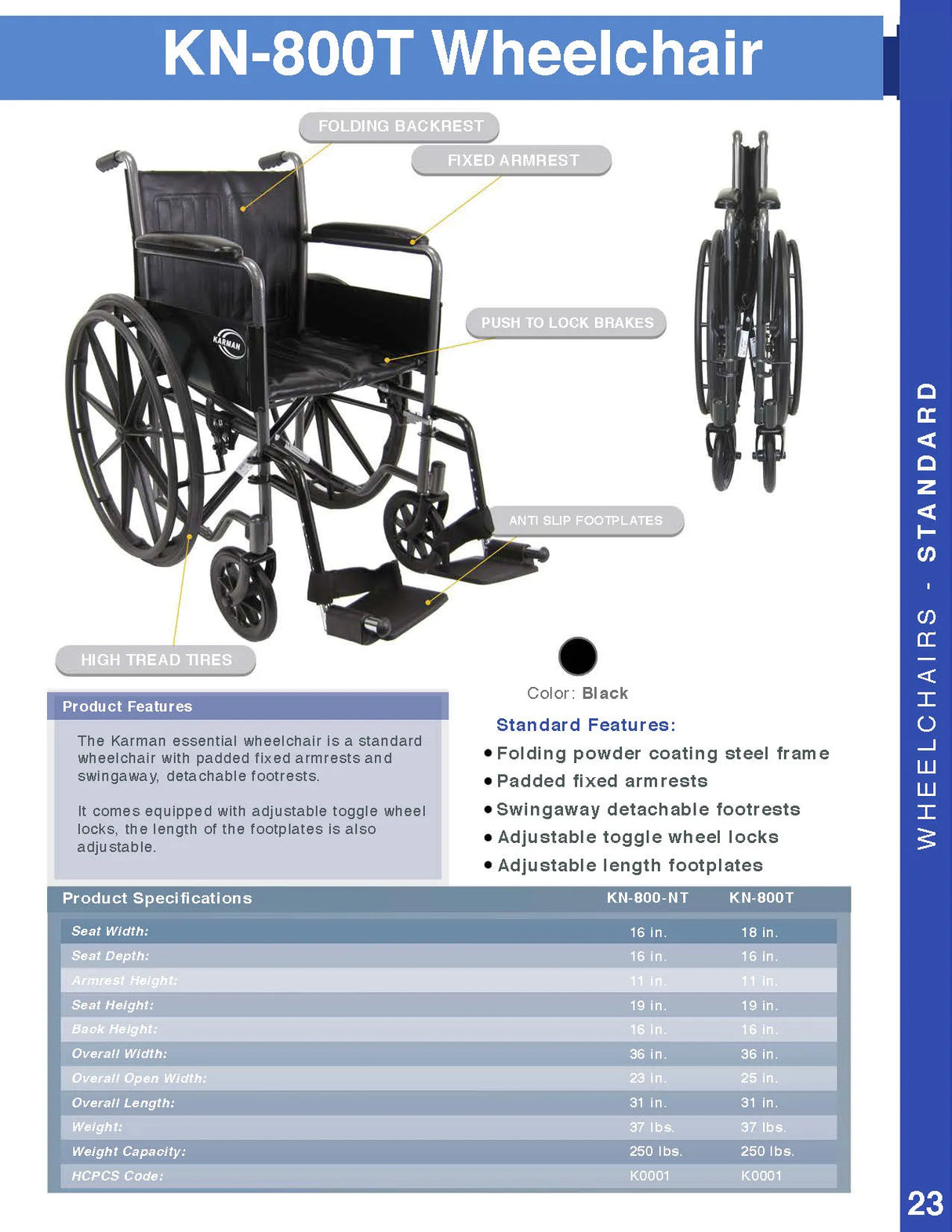 Karman Healthcare KN-800T Standard Wheelchair