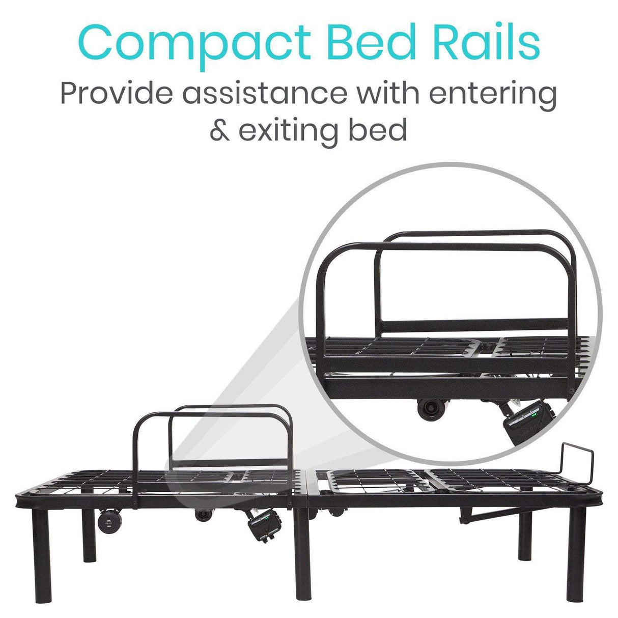Vive Health Zero-Gravity Steel Electric Adjustable Bed Frame (Frame Only) - Dual Motors, Wireless Remote, USB Ports, Twin