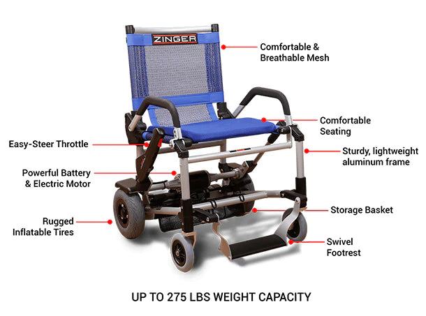 Zinger® Folding Power Chair Two-Handed Control with Arm Rests