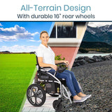 Vive Health Compact Folding Power Wheelchair - Aluminum Frame, Joystick, 220 LBS Capacity