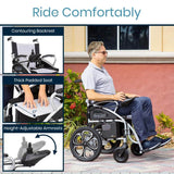 Vive Health Compact Folding Power Wheelchair - Aluminum Frame, Joystick, 220 LBS Capacity