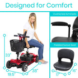Vive Health 4-Wheel Long Range Mobility Scooter - 265 LB Capacity, Detachable Frame