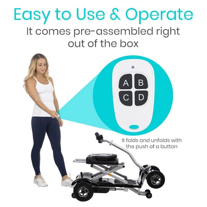 Vive Health Auto-Folding Long-Range Mobility Scooter - 11.3 Mile Range, 220 LBS Capacity