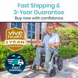 Vive Health Compact Folding Power Wheelchair - Aluminum Frame, Joystick, 220 LBS Capacity