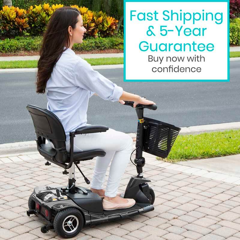 Vive Health 3-Wheel Mobility Scooter - 12 Mile Range, 265 LB Capacity, Detachable Frame