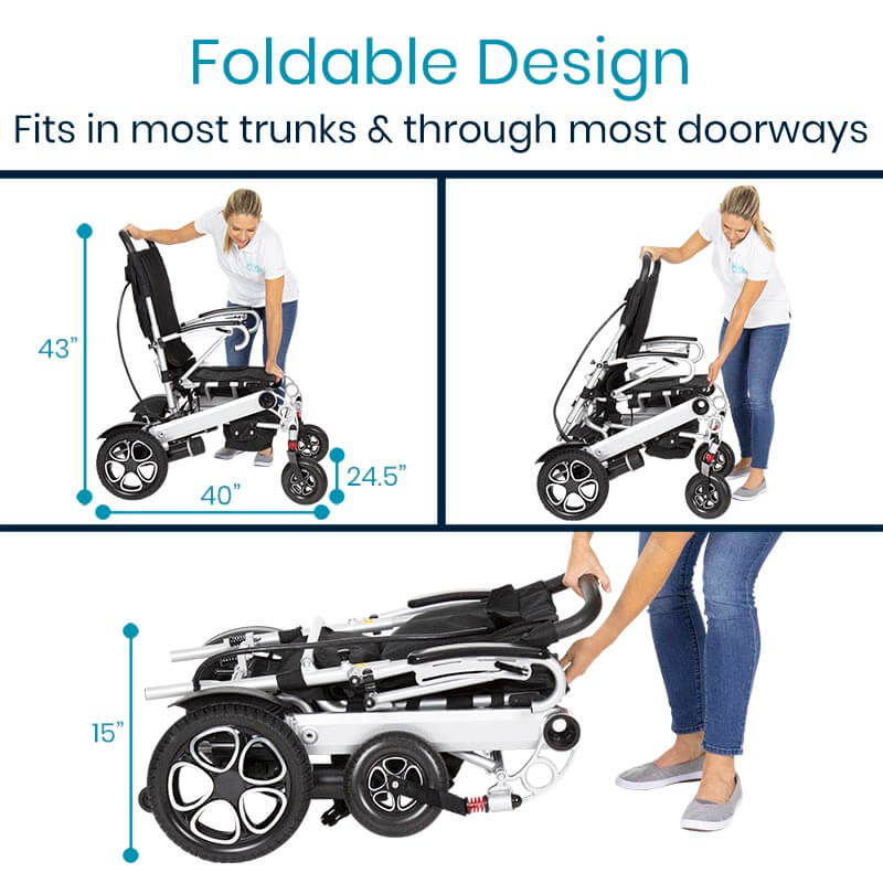 Vive Health Folding Power Wheelchair - Aluminum Frame, Joystick, 260lbs Capacity
