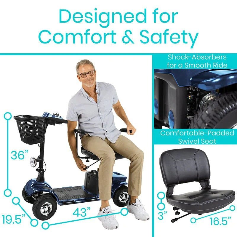 Vive Health Series A Mobility Scooter - 15.5 Mile Range, Delta Tiller, 296 LBS Capacity