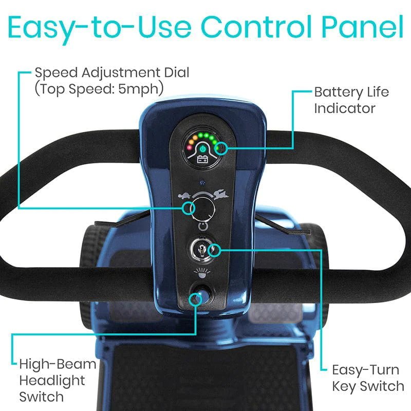 Vive Health Series A Mobility Scooter - 15.5 Mile Range, Delta Tiller, 296 LBS Capacity