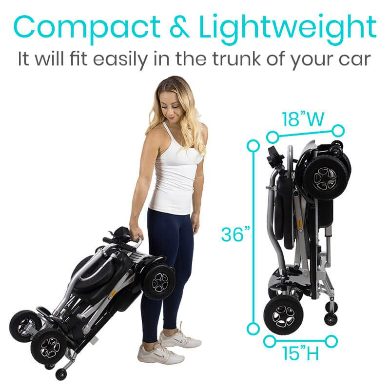 Vive Health Auto-Folding Long-Range Mobility Scooter - 11.3 Mile Range, 220 LBS Capacity