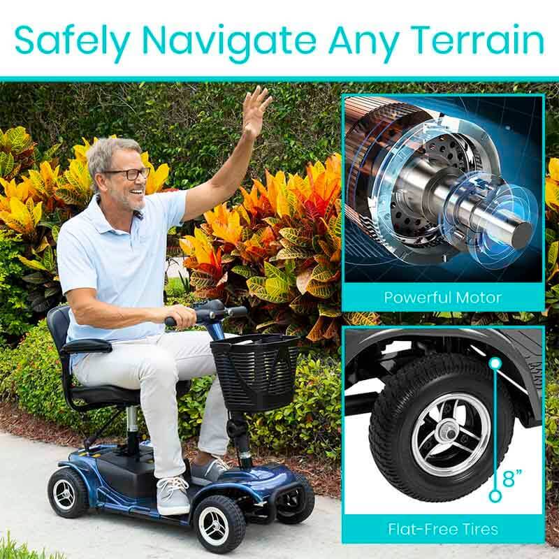 Vive Health 4-Wheel Long Range Mobility Scooter - 265 LB Capacity, Detachable Frame