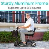 Vive Health 3-Wheel Mobility Scooter - 12 Mile Range, 265 LB Capacity, Detachable Frame