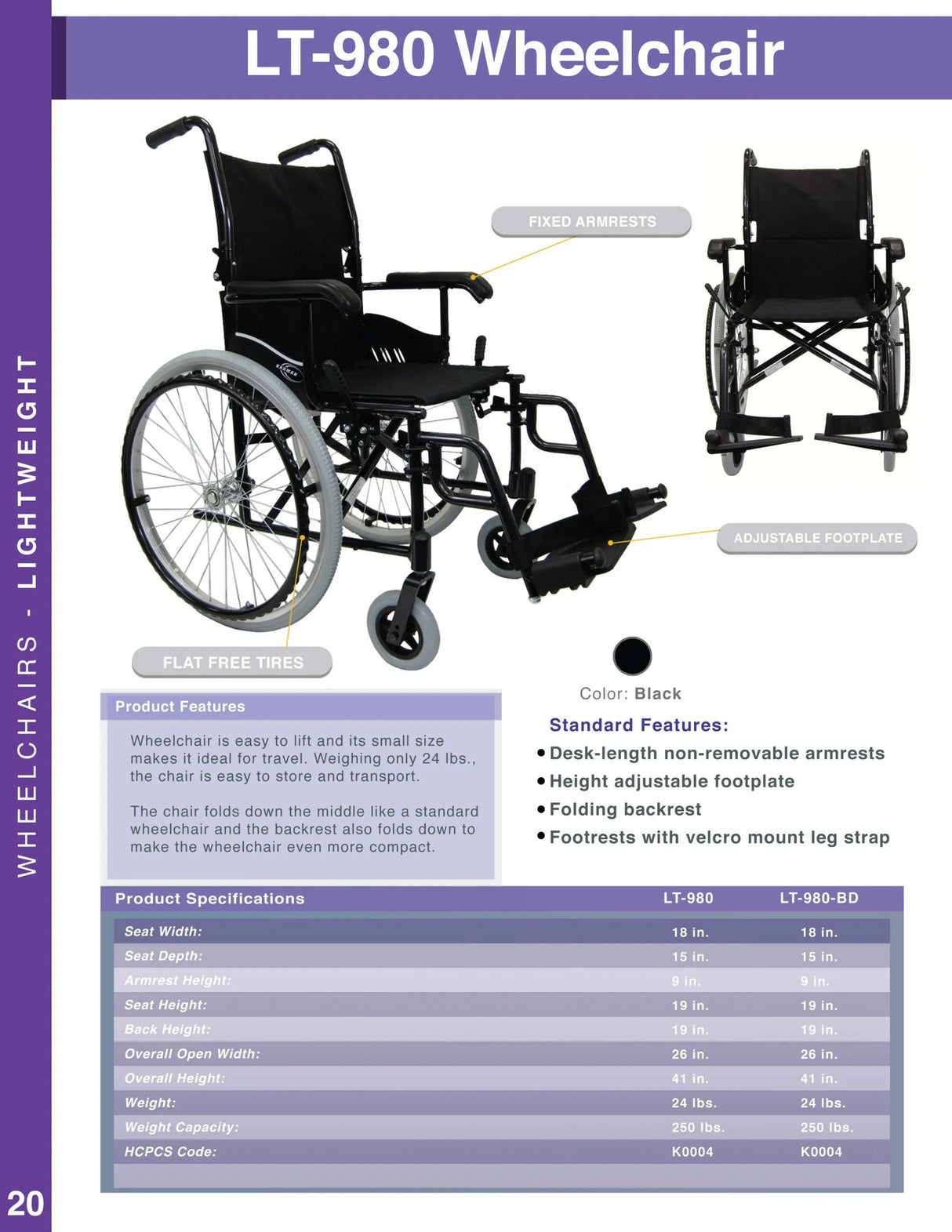 Karman Healthcare LT-980 Ultra Lightweight Wheelchair