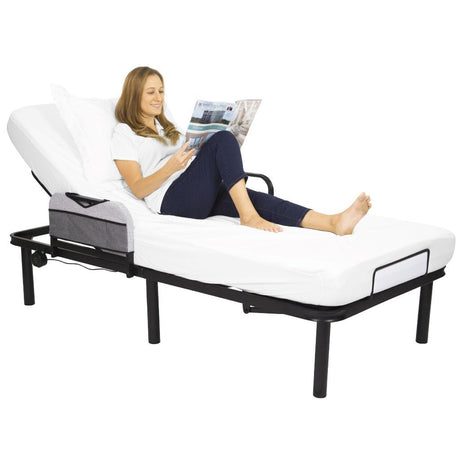 Vive Health Zero-Gravity Steel Electric Adjustable Bed Frame (Frame Only) - Dual Motors, Wireless Remote, USB Ports, Twin
