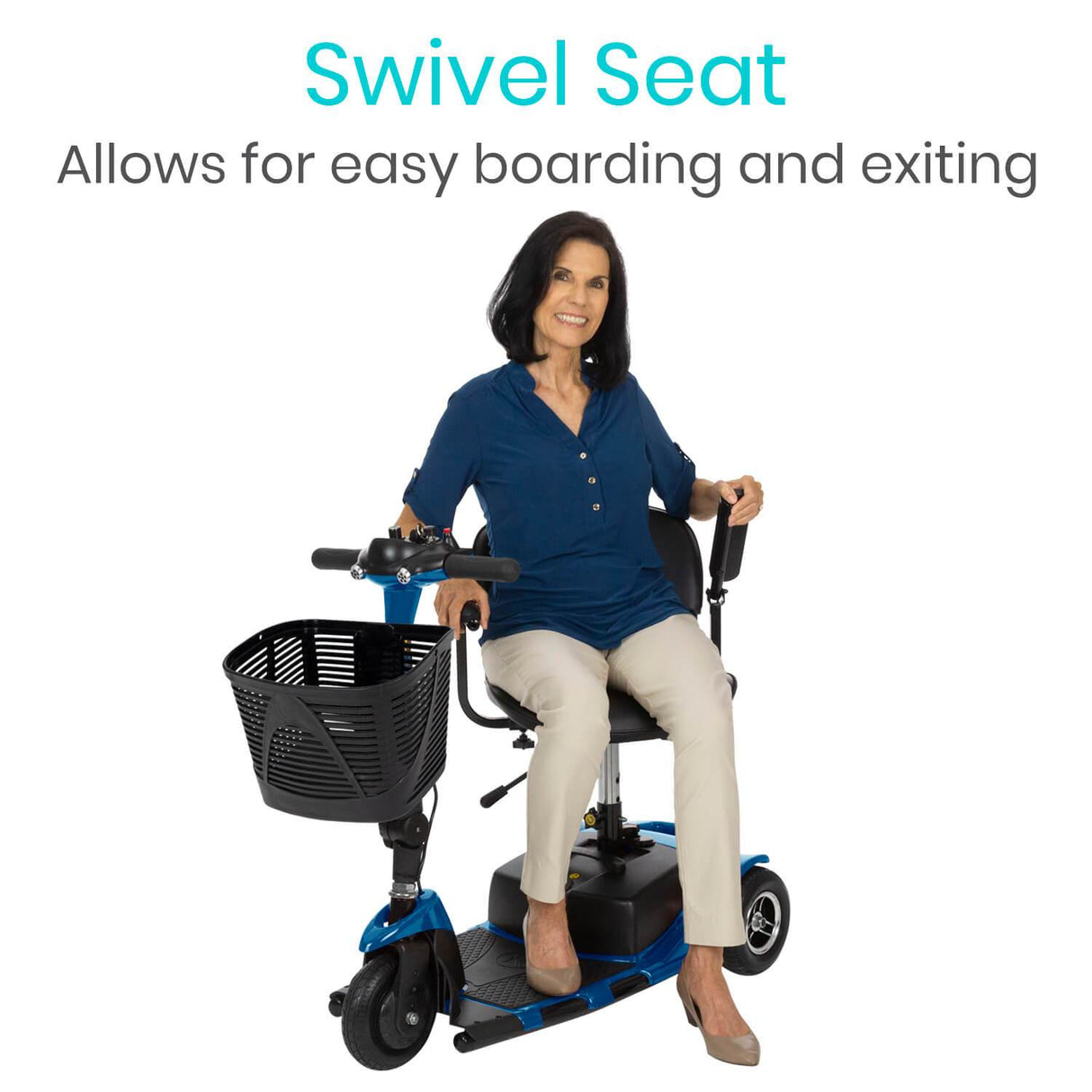 Vive Health 3-Wheel Mobility Scooter - 12 Mile Range, 265 LB Capacity, Detachable Frame