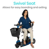 Vive Health 3-Wheel Mobility Scooter - 12 Mile Range, 265 LB Capacity, Detachable Frame