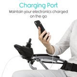 Vive Health Folding Power Wheelchair - Aluminum Frame, Joystick, 260lbs Capacity
