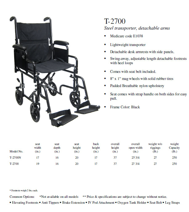 Karman Healthcare T-2700 Transport Wheelchair