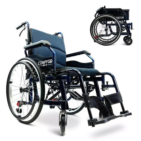 ComfyGo X-1 Manual Lightweight Wheelchair (17.5″ Wide Seat)